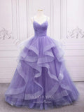 Prom Dress 2025 Light Blue Ruffle Tiered Prom Dresses Spaghetti Strap Sparkly Tulle Evening Dress 21789-unique elegant Prom Dresses-Lavender-US2-vigocouture