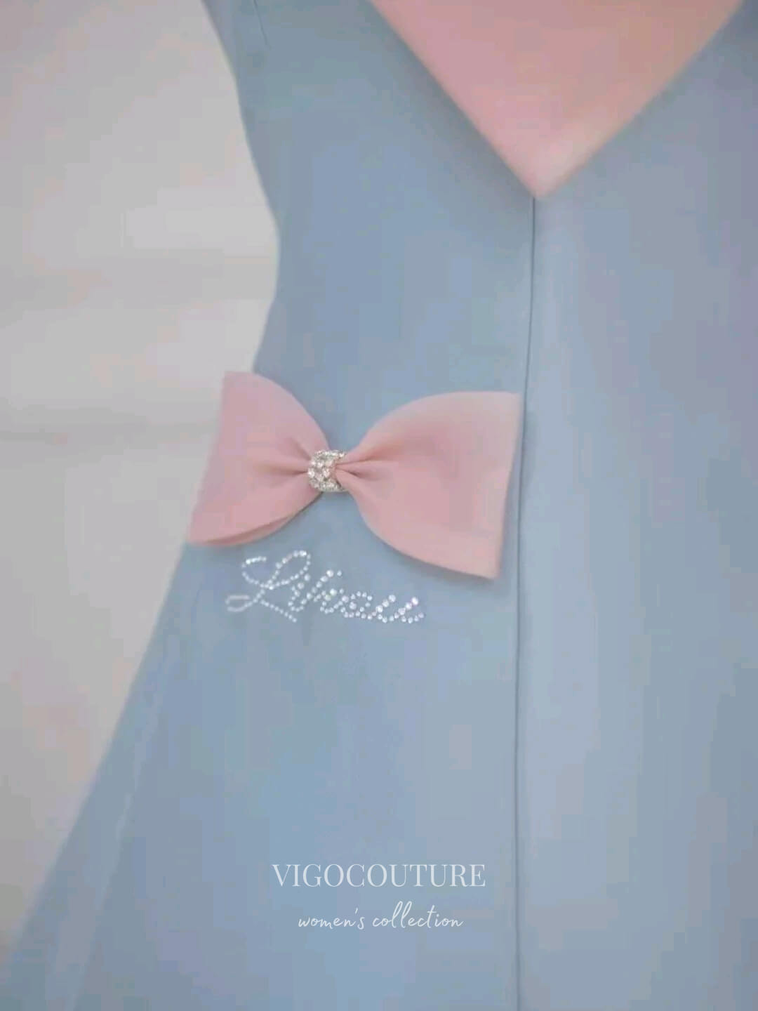 Prom Dress 2025 Light Blue Satin Bow-Tie Prom Dresses Strapless Formal Dresses 21152-unique elegant Prom Dresses-Light Blue-Custom Size-vigocouture