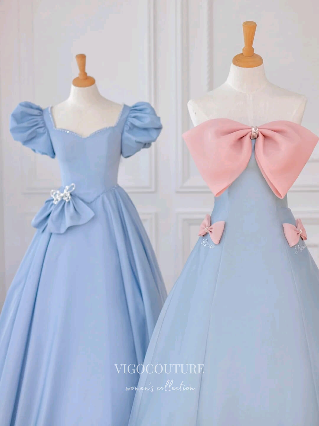 Prom Dress 2025 Light Blue Satin Bow-Tie Prom Dresses Strapless Formal Dresses 21152-unique elegant Prom Dresses-Light Blue-Custom Size-vigocouture