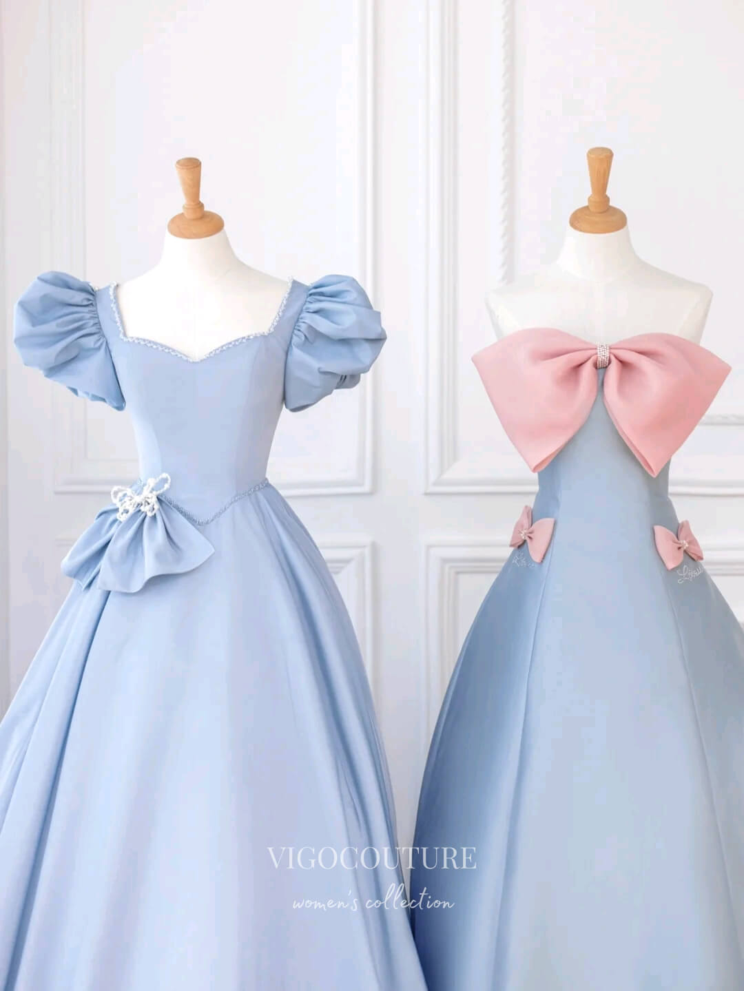 Prom Dress 2025 Light Blue Satin Bow-Tie Prom Dresses Strapless Formal Dresses 21152-unique elegant Prom Dresses-Light Blue-Custom Size-vigocouture