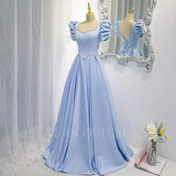 Prom Dress 2025 Light Blue Satin Prom Dresses Puffed Sleeve Formal Dresses 20370-unique elegant Prom Dresses-Light Blue-US2-vigocouture