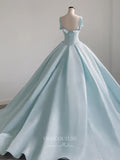 Prom Dress 2025 Light Blue Satin Prom Dresses Wide Strap Formal Gown 21043-unique elegant Prom Dresses-Light Blue-Custom Size-vigocouture