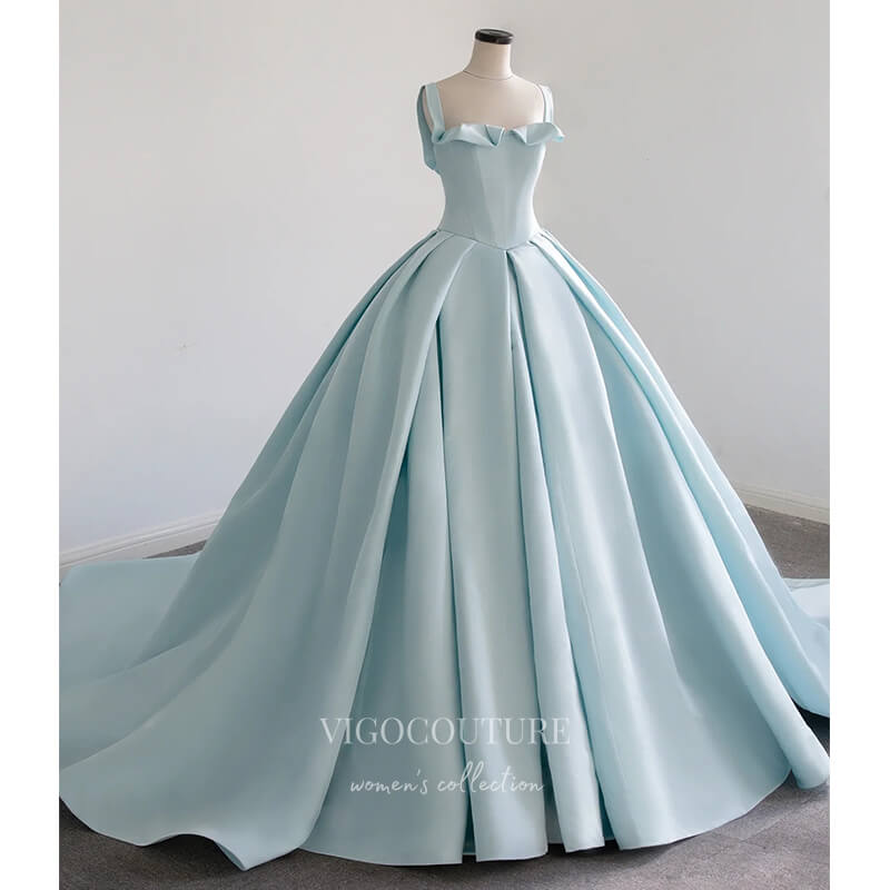 Prom Dress 2025 Light Blue Satin Prom Dresses Wide Strap Formal Gown 21043-unique elegant Prom Dresses-Light Blue-Custom Size-vigocouture