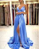 Prom Dress 2025 Light Blue Satin Prom Dresses with Slit Spaghetti Strap Evening Dress 21990-unique elegant Prom Dresses-Light Blue-US2-vigocouture