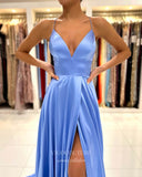 Prom Dress 2025 Light Blue Satin Prom Dresses with Slit Spaghetti Strap Evening Dress 21990-unique elegant Prom Dresses-Light Blue-US2-vigocouture