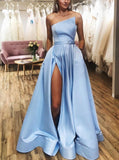 Prom Dress 2025 Light Blue Satin Prom Dresses with Slit Strapless Formal Dress 20852-unique elegant Prom Dresses-Light Blue-US2-vigocouture