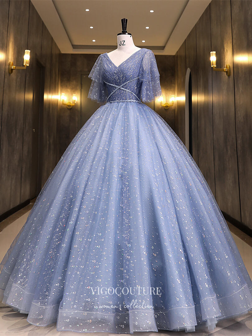 Light Blue Sequin Quinceanera Dresses Sparkly Tulle Sweet 16 Dresses 2 vigocouture Light Blue Sequin Quinceanera Dresses Sparkly Tulle Sweet 16 Dresses 2 vigocouture