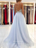 Prom Dress 2025 Light Blue Spaghetti Strap Prom Dresses V-Neck Formal Dresses 21533-unique elegant Prom Dresses-Light Blue-US2-vigocouture