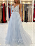 Prom Dress 2025 Light Blue Spaghetti Strap Prom Dresses V-Neck Formal Dresses 21533-unique elegant Prom Dresses-Light Blue-US2-vigocouture