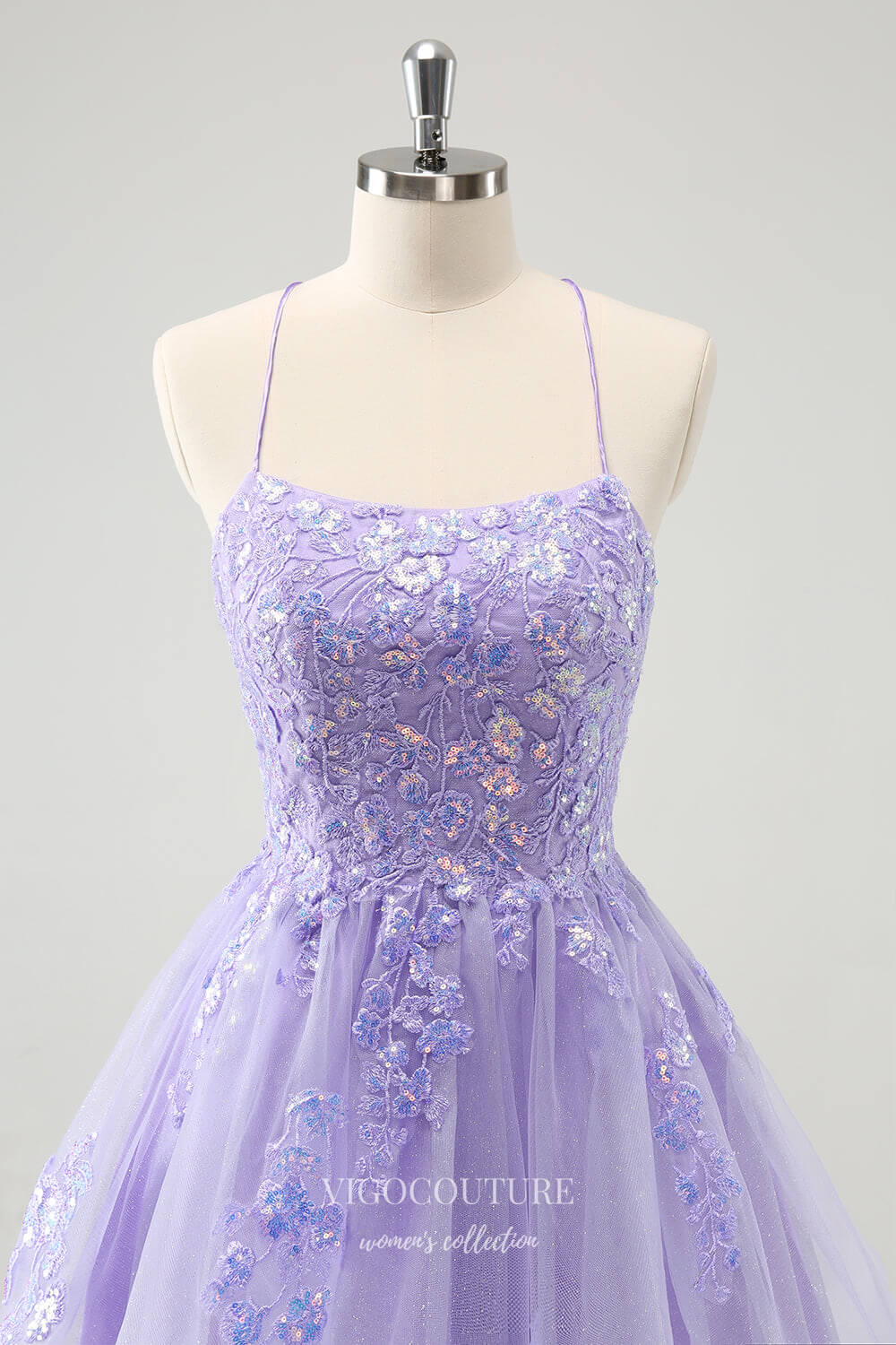 Light Blue Sparkly Lace Applique Homecoming Dresses Spaghetti Strap Ba vigocouture Light Blue Sparkly Lace Applique Homecoming Dresses Spaghetti Strap Ba vigocouture
