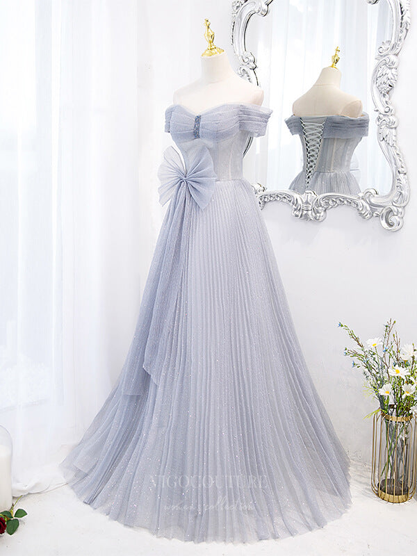 Prom Dress 2025 Light Blue Sparkly Lace Off the Shoulder Prom Dress 20899-unique elegant Prom Dresses-Light Blue-Custom Size-vigocouture