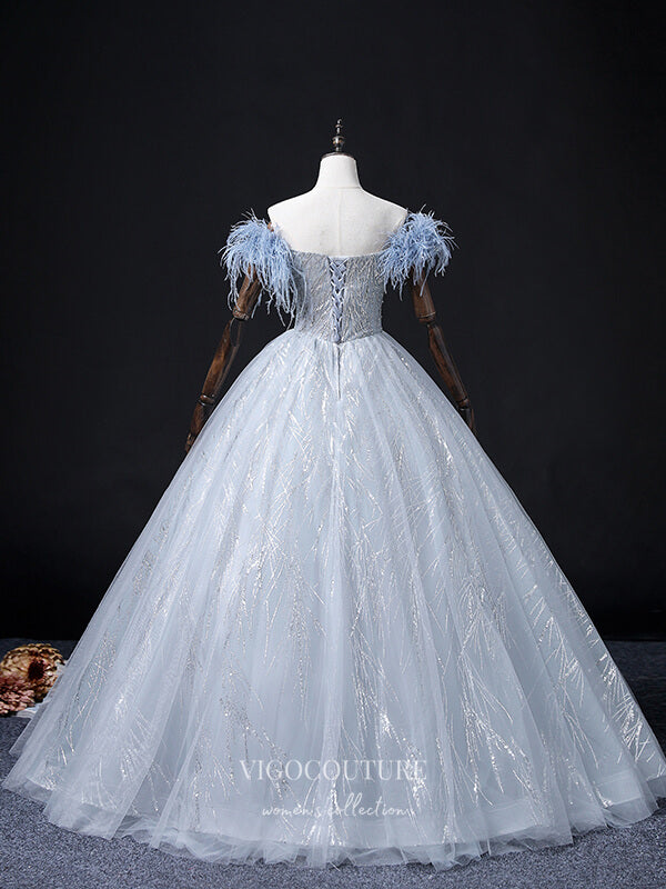 Light Blue Sparkly Tulle Prom Dresses Beaded Princess Dresses 21358 vigocouture Light Blue Sparkly Tulle Prom Dresses Beaded Princess Dresses 21358 vigocouture