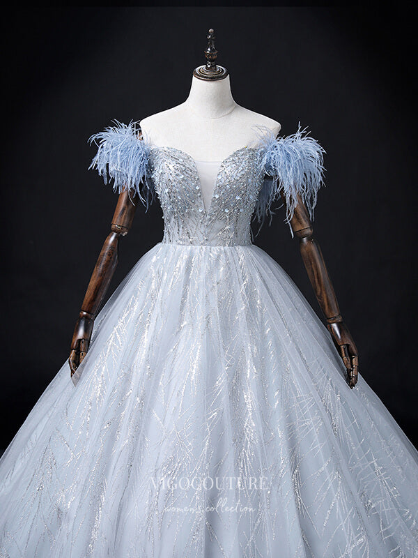 Prom Dress 2025 Light Blue Sparkly Tulle Prom Dresses Beaded Princess Dresses 21358-unique elegant Prom Dresses-Light Blue-US2-vigocouture