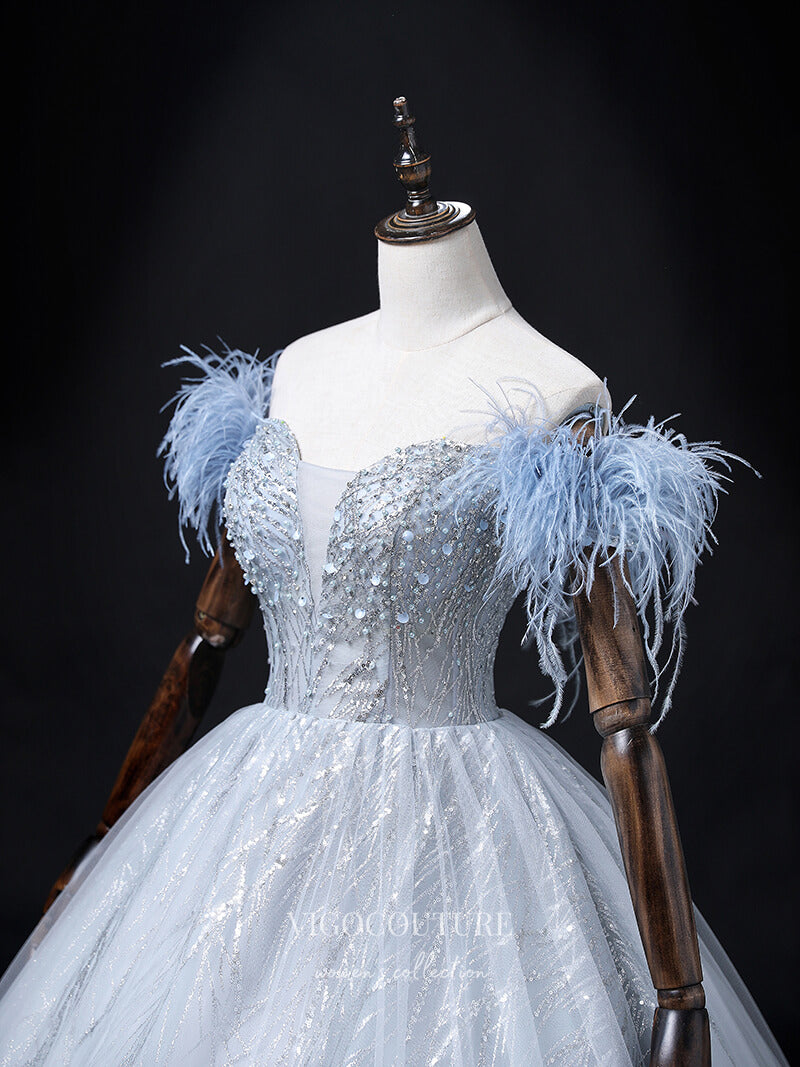 Prom Dress 2025 Light Blue Sparkly Tulle Prom Dresses Beaded Princess Dresses 21358-unique elegant Prom Dresses-Light Blue-US2-vigocouture