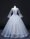 Prom Dress 2025 Light Blue Sparkly Tulle Prom Dresses Long Sleeve Formal Dresses 21349-unique elegant Prom Dresses-Light Blue-US2-vigocouture