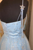 Prom Dress 2025 Light Blue Starry Tulle Prom Dresses Spaghetti Strap Evening Dress 22009-unique elegant Prom Dresses-Light Blue-Custom Size-vigocouture