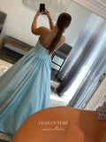 Prom Dress 2025 Light Blue Sweetheart Neck Prom Dresses With Pockets Sparkly Satin Evening Dresses 21567-unique elegant Prom Dresses-Light Blue-US2-vigocouture