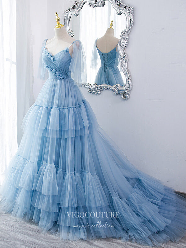 Prom Dress 2025 Light Blue Tiered Prom Dress 2022 Spaghetti Strap Party Dress 21504-unique elegant Prom Dresses-Light Blue-US2-vigocouture