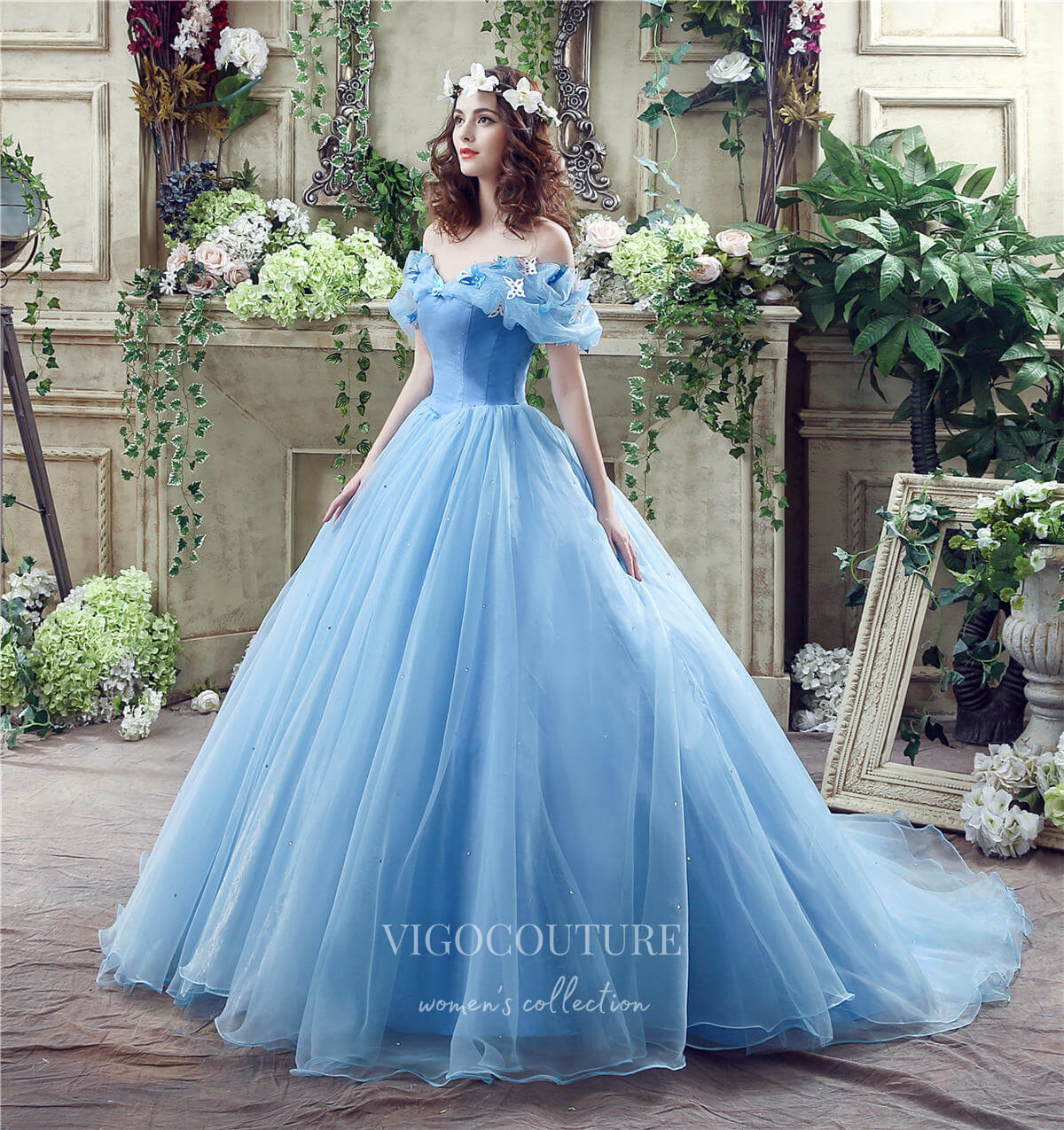 Light Blue Tulle Prom Dresses Off the Shoulder Butterfly Formal Gown 21815 Custom Colors / US12 Light Blue Tulle Prom Dresses Off the Shoulder Butterfly Formal Gown 21815 Custom Colors / US12