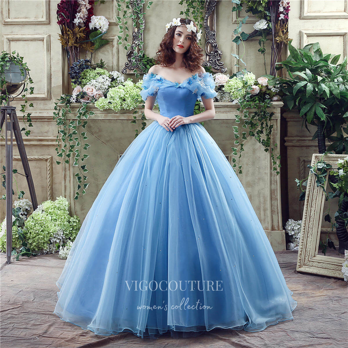 Light Blue Tulle Prom Dresses Off the Shoulder Butterfly Formal Gown 21815 Custom Colors / US12 Light Blue Tulle Prom Dresses Off the Shoulder Butterfly Formal Gown 21815 Custom Colors / US12