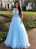 Prom Dress 2025 Light Blue Tulle Prom Dresses Plunging V-Neck Formal Gown 20377-unique elegant Prom Dresses-Light Blue-US2-vigocouture