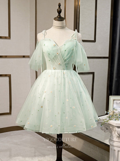 Light Green 3D Flower Homecoming Dresses Spaghetti Strap Dama Dresses Hc090 Light Green / 26W Light Green 3D Flower Homecoming Dresses Spaghetti Strap Dama Dresses Hc090 Light Green / 26W