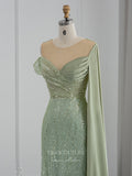 Prom Dress 2025 Light Green Beaded Prom Dresses Watteau Train Evening Dress 22143-unique elegant Prom Dresses-Light Green-US2-vigocouture