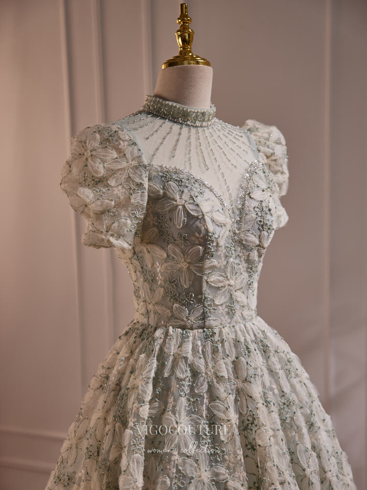 floral lace tea dress Tea Length Wedding Dress Boho, Long Sleeve Floral Lace Bridal Gown Reception
