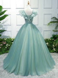 Prom Dress 2025 Light Green Floral Prom Dress with 3D Flower and V-Neck 22272-unique elegant Prom Dresses-Light Green-Custom Size-vigocouture