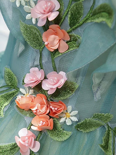 Light Green Floral Prom Dress with 3D Flower and V-Neck 22272 Custom Colors / US6 Light Green Floral Prom Dress with 3D Flower and V-Neck 22272 Custom Colors / US6