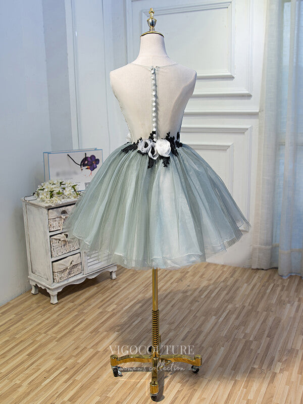 Light Green Homecoming Dresses 3D Flower Dama Dresses hc102 vigocouture Light Green Homecoming Dresses 3D Flower Dama Dresses hc102 vigocouture