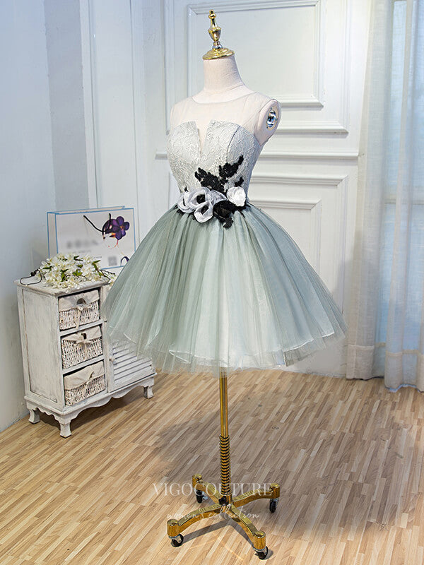 Light Green Homecoming Dresses 3D Flower Dama Dresses hc102 Light Green / 26W Light Green Homecoming Dresses 3D Flower Dama Dresses hc102 Light Green / 26W