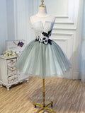 Light Green Homecoming Dresses 3D Flower Dama Dresses hc102