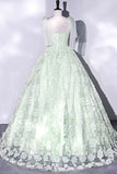 Prom Dress 2025 Light Green Lace Applique Prom Dress with Spaghetti Strap 22336-unique elegant Prom Dresses-Light Green-Custom Size-vigocouture