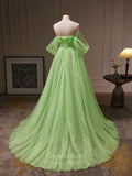 Prom Dress 2025 Light Green Off the Shoulder Prom Dresses 2024 Sequin Lining Pleated Bodice 24253-unique elegant Prom Dresses-Light Green-Custom Size-vigocouture