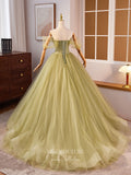 Prom Dress 2025 Light Green Off the Shoulder Prom Dresses Beaded Floral Quinceanera Dress 24394-unique elegant Prom Dresses-Light Green-Custom Size-vigocouture