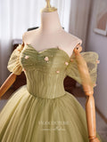 Prom Dress 2025 Light Green Off the Shoulder Prom Dresses Beaded Floral Quinceanera Dress 24394-unique elegant Prom Dresses-Light Green-Custom Size-vigocouture