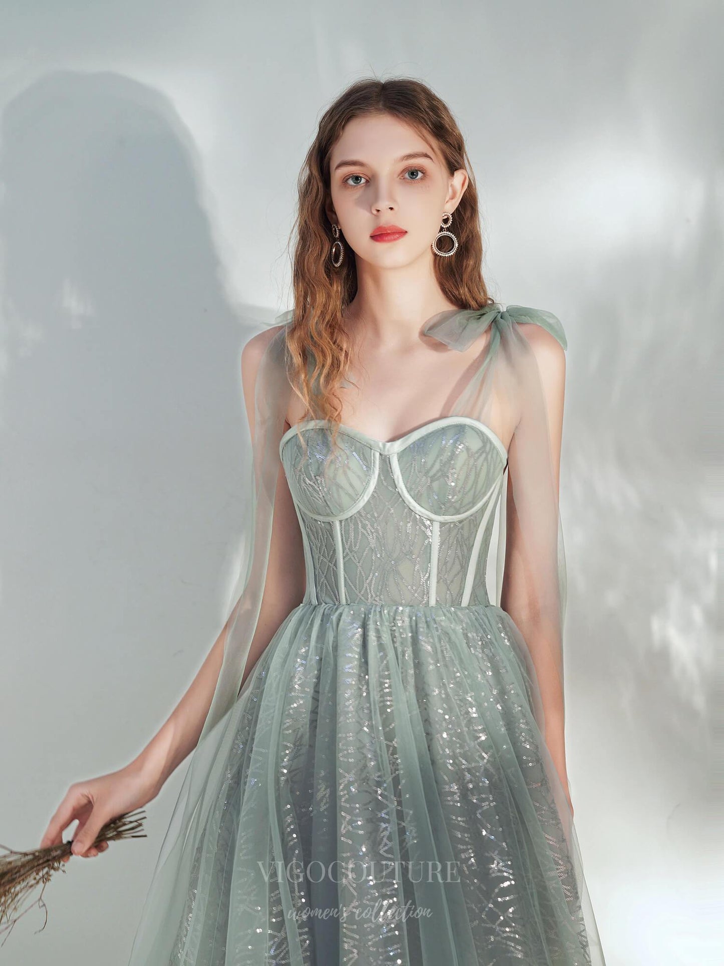 Prom Dress 2025 Light Green Spaghetti Strap Prom Dress 20707-unique elegant Prom Dresses-Green-US2-vigocouture