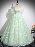 Prom Dresses 2025 to impress Light Green Sparkly Tulle Prom Dresses with Butterfly, Off the Shoulder, Quinceanera Dresses BG035-vigocouture-Green-Custom Size-vigocouture