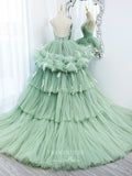 Prom Dress 2025 Light Green Tiered Quinceanera Dresses Spaghetti Strap Sweet 16 Dress 21500-unique elegant Prom Dresses-Light Green-US2-vigocouture