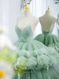 Prom Dress 2025 Light Green Tiered Quinceanera Dresses Spaghetti Strap Sweet 16 Dress 21500-unique elegant Prom Dresses-Light Green-US2-vigocouture