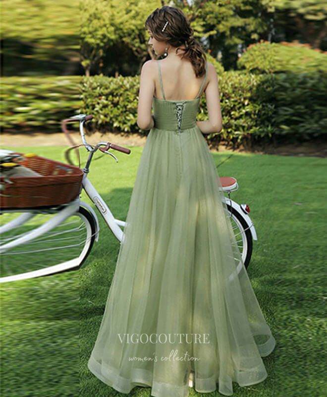 Light Green Tulle Prom Dresses Spaghetti Strap Evening Dress 21818 Custom Colors / 26W Light Green Tulle Prom Dresses Spaghetti Strap Evening Dress 21818 Custom Colors / 26W