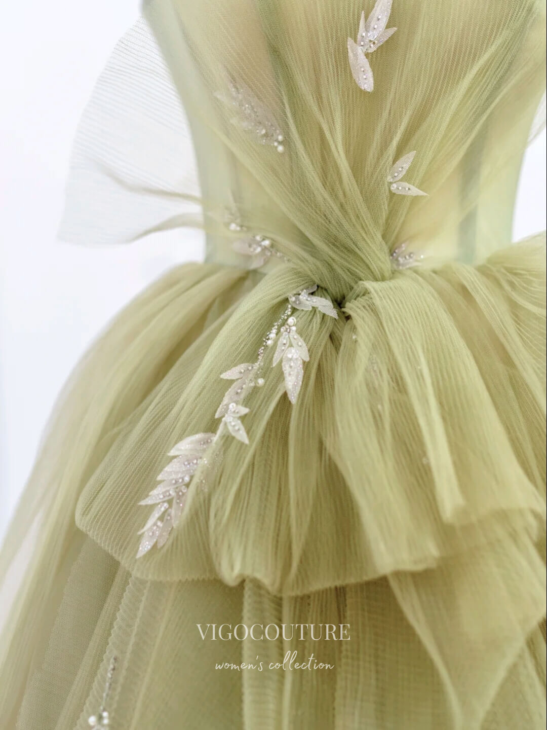 Prom Dress 2025 Light Green Tulle Prom Dresses Spaghetti Strap Formal Dresses 21182-unique elegant Prom Dresses-Light Green-Custom Size-vigocouture