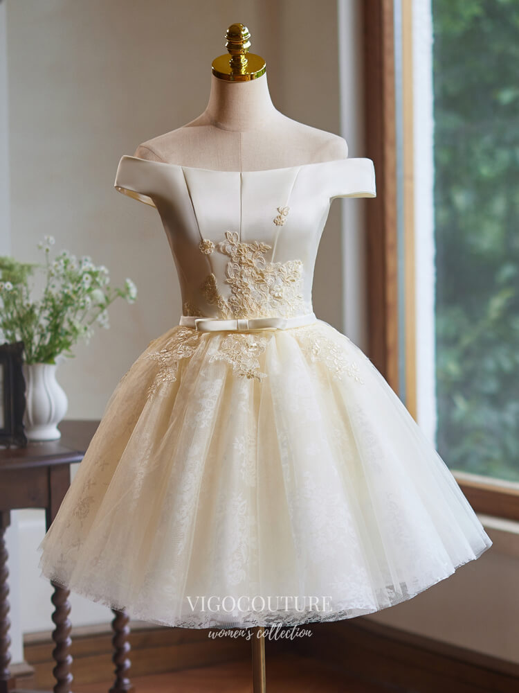 Light Yellow Lace Applique Homecoming Dress Off The Shoulder Graduation Dress HC325 Yellow / 20W Light Yellow Lace Applique Homecoming Dress Off The Shoulder Graduation Dress HC325 Yellow / 20W