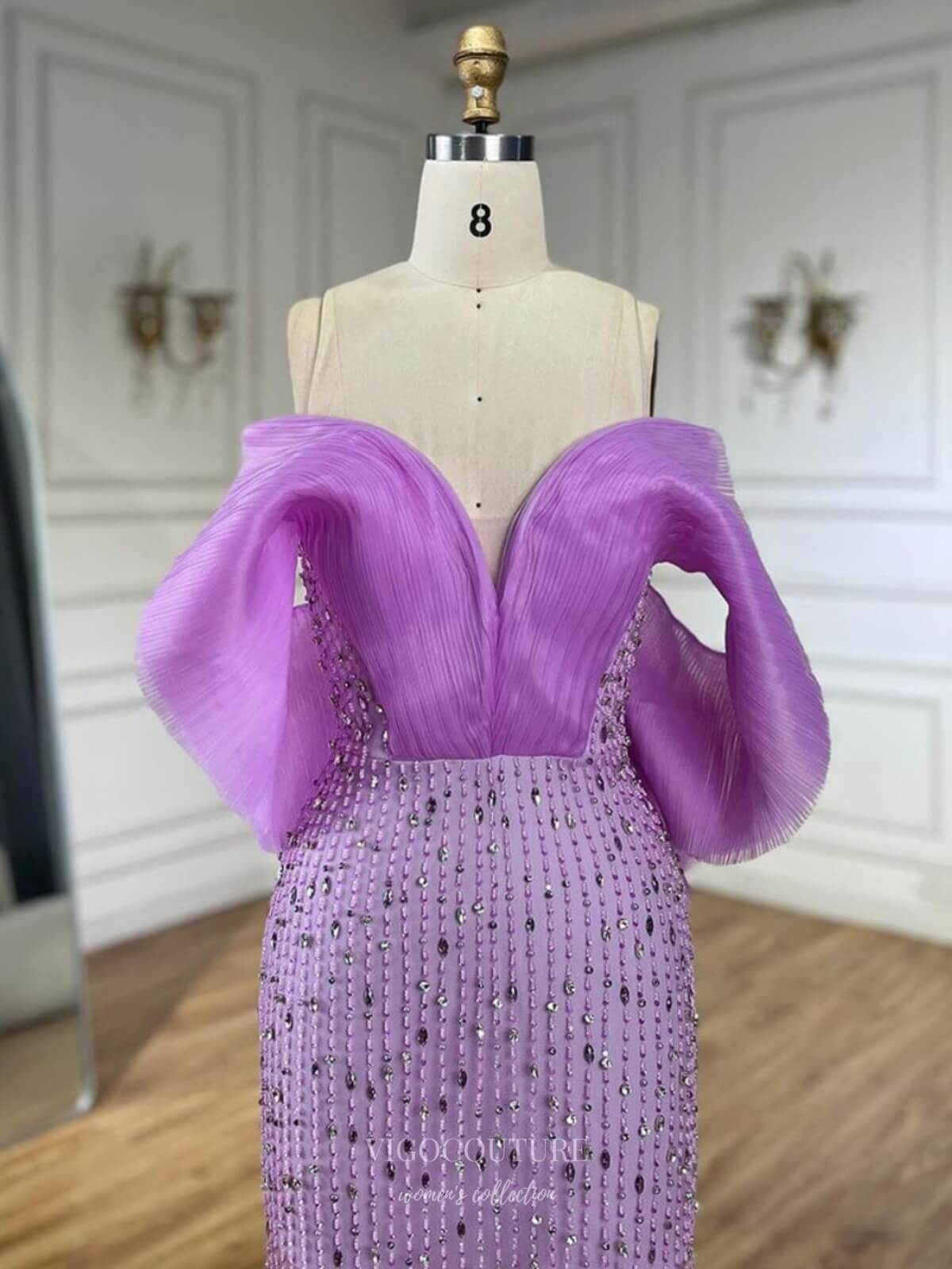 Prom Dress 2025 Lilac Beaded Sheer Prom Dresses Off the Shoulder Pageant Dress 25009-unique elegant Prom Dresses-Lilac-US2-vigocouture