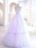 Prom Dress 2025 Lilac Tulle Prom Dresses Strapless Ruffled Formal Gown 21838-unique elegant Prom Dresses-Lilac-US2-vigocouture