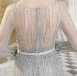 Prom Dress 2025 Long Sleeve Beaded Prom Dress 20217-unique elegant Prom Dresses-Silver-US2-vigocouture