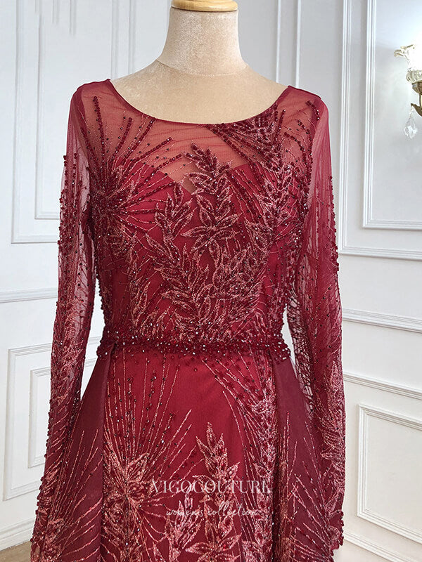 Long Sleeve Formal Dresses Beaded Evening Dresses 21530 vigocouture Long Sleeve Formal Dresses Beaded Evening Dresses 21530 vigocouture