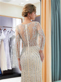 Prom Dress 2025 Long Sleeve Mermaid Beaded Prom Dress 20273-unique elegant Prom Dresses-Grey-US2-vigocouture