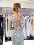 Prom Dress 2025 Long Sleeve Mermaid Beaded Prom Dress 20273-unique elegant Prom Dresses-Grey-US2-vigocouture